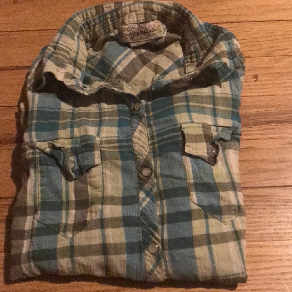 Button down plaid green shirt!
